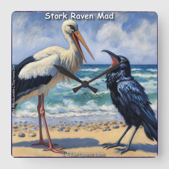 Stork Raven Galen – Strandsnatteri Fyrkantig Klocka (Framsida)