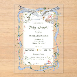 Stork Ribbon och Bow Baby Shower