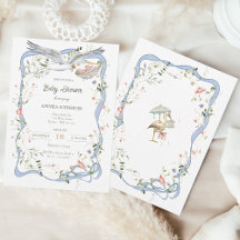 Stork Ribbon och Bow Baby Shower