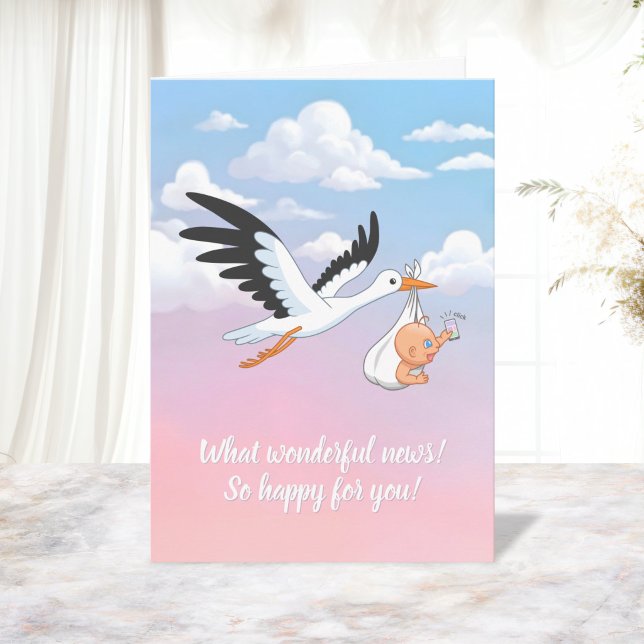Stork som bär en bebis som tar selfie kort (Skapare uppladdad)