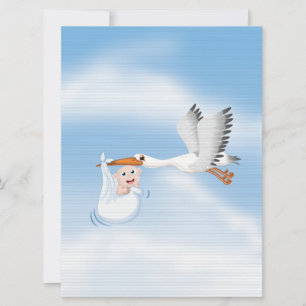 Stork som bär nyfödd bebis inbjudningar