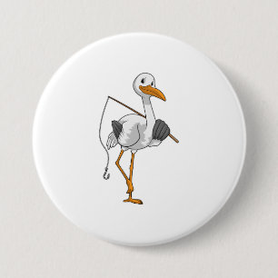 Stork som Fisher med fisketräd Knapp