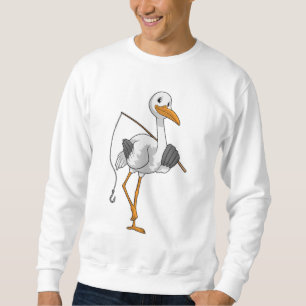 Stork som Fisher med fisketräd Lång Ärmad Tröja