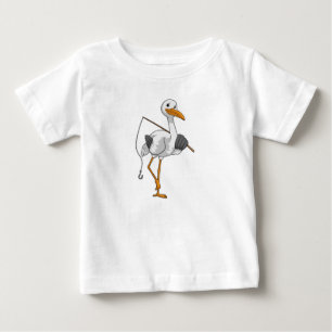 Stork som Fisher med fisketräd T Shirt