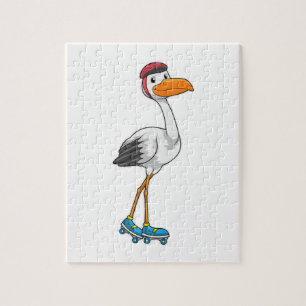 Stork som infogad skater med rullskridskor pussel