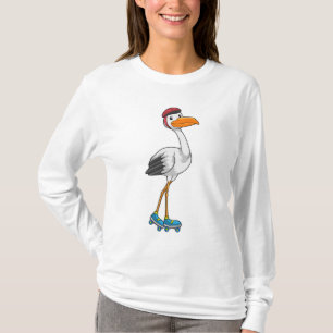 Stork som infogad skater med rullskridskor t shirt