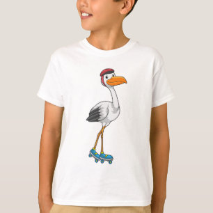 Stork som infogad skater med rullskridskor t shirt