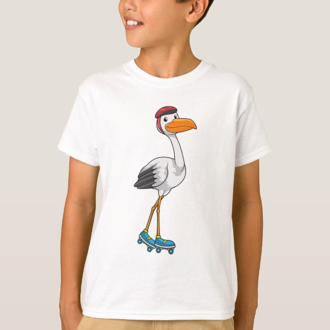 Stork som infogad skater med rullskridskor t shirt (Framsida)