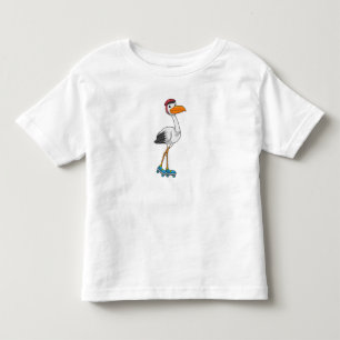 Stork som infogad skater med rullskridskor t shirt