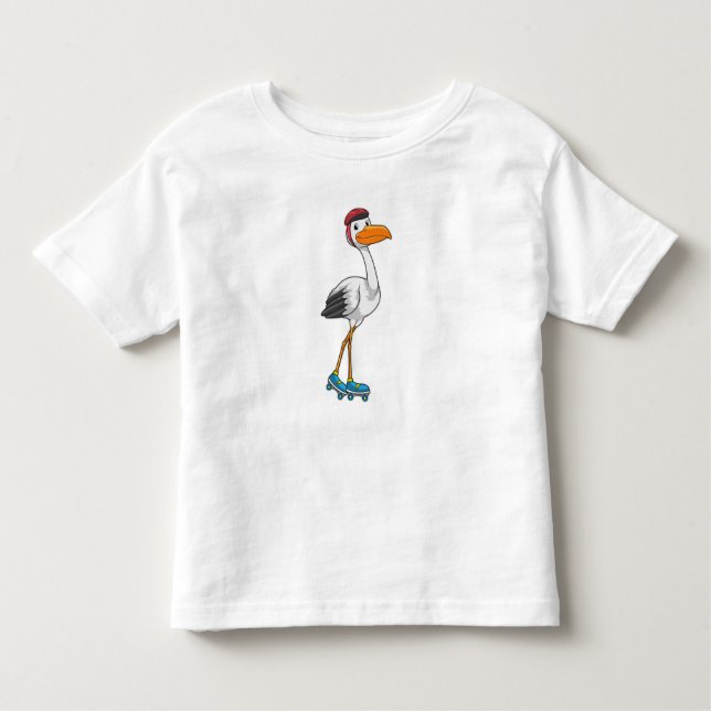 Stork som infogad skater med rullskridskor t shirt (Framsida)
