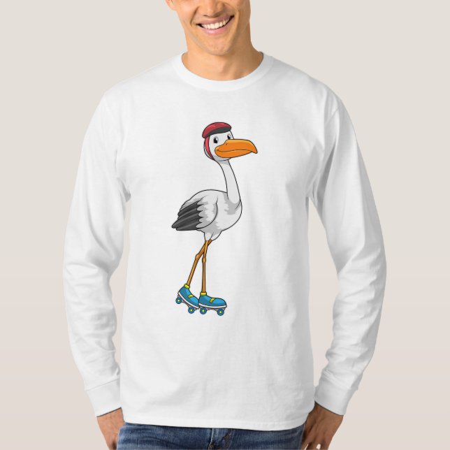 Stork som infogad skater med rullskridskor t shirt (Framsida)