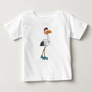 Stork som infogad skater med rullskridskor t shirt