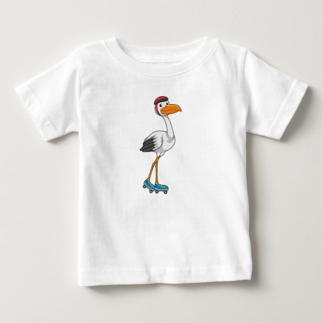 Stork som infogad skater med rullskridskor t shirt (Framsida)