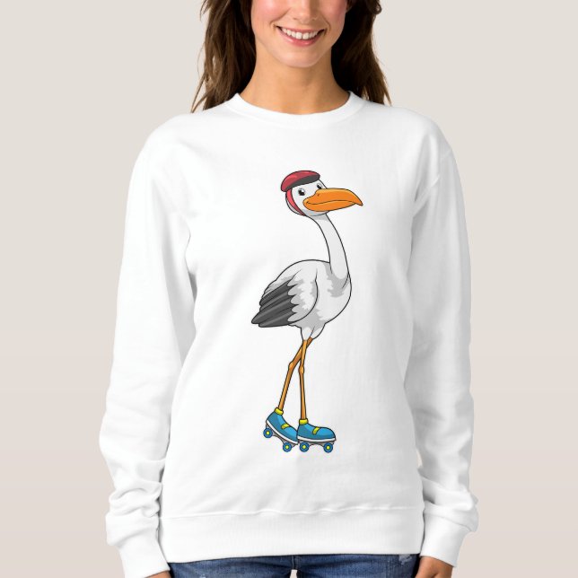 Stork som infogad skater med rullskridskor t shirt (Framsida)