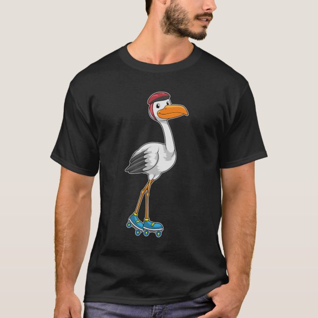 Stork som infogad skater med rullskridskor t shirt (Framsida)