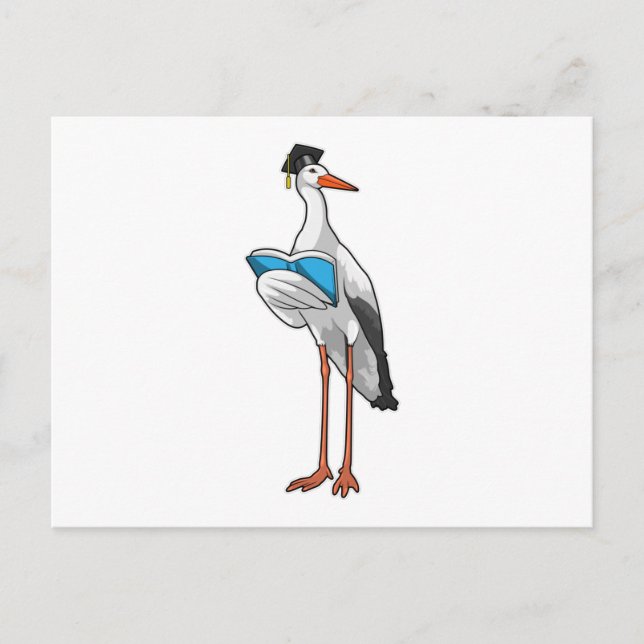 Stork som lärare med Bok Vykort (Framsida)