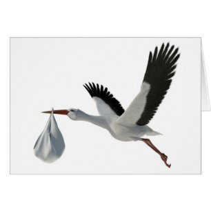 Stork som levererar packen hälsningskort