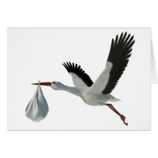 Stork som levererar packen hälsningskort
