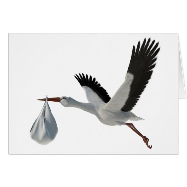 Stork som levererar packen hälsningskort (Framsidan Horizontal)