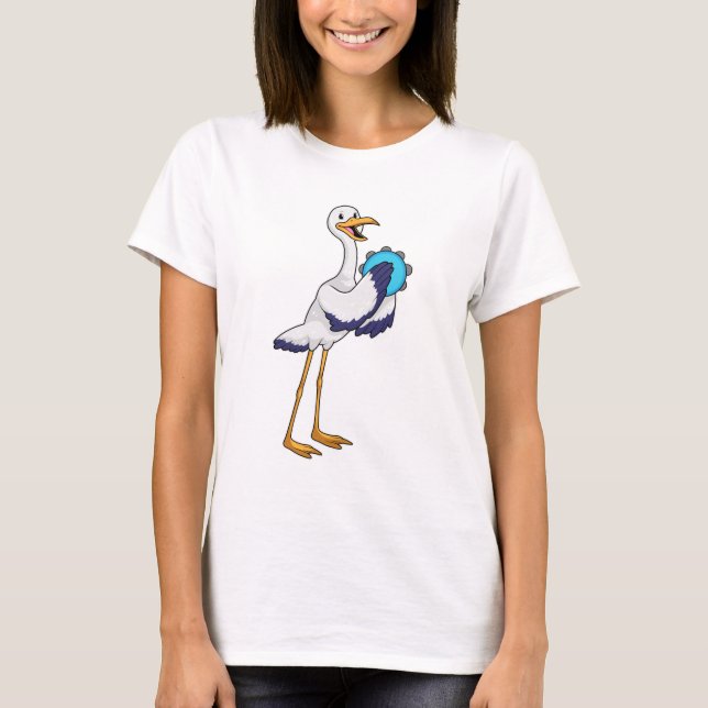 Stork som musiker med Tambourine T Shirt (Framsida)