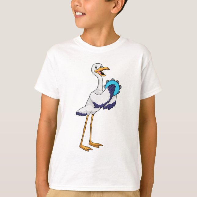 Stork som musiker med Tambourine T Shirt (Framsida)