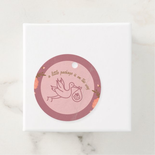 Stork som transporterar Baby-babyskor Gåvor Etiketter (På plats)