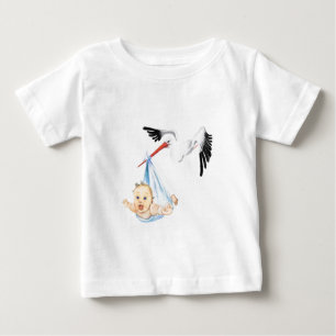 Stork som transporterar Baby Funny Baby T-Shirt