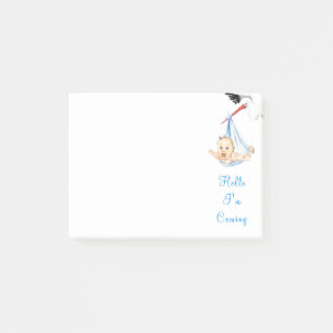 Stork som transporterar Baby - Hej - Lägg till te Post-it Block