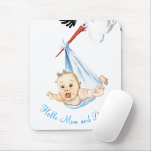 Stork som transporterar Baby mussla Musmatta