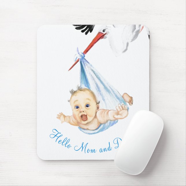 Stork som transporterar Baby mussla Musmatta (Med mus)
