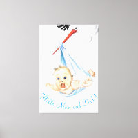 Stork som transporterar Baby - Tecknad Teckning -