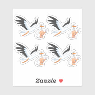 Stork som transporterar en Baby som tar första sel Klistermärken