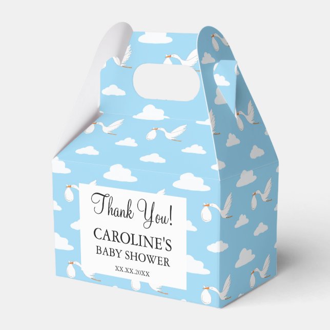 Stork Special Delivery Baby Shower Blå Moln Presentaskar (Framsidan Sidan)