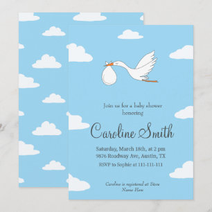 Stork Special Delivery Baby Shower Inbjudan