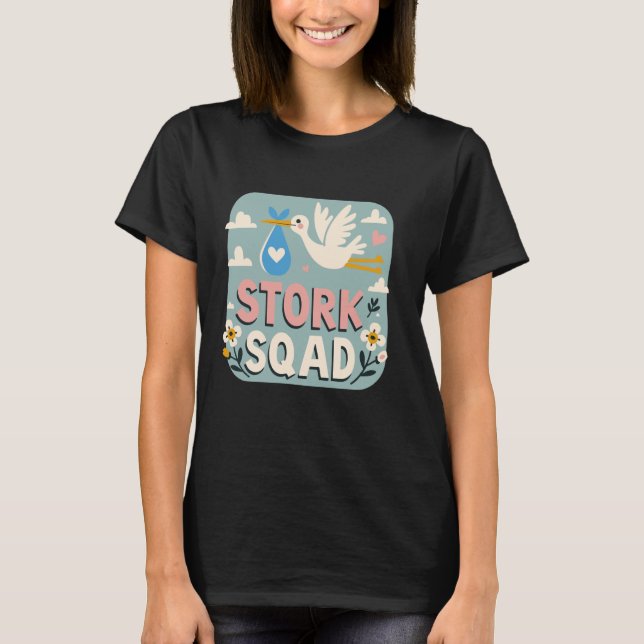 Stork Squad Midfru Nurse Matching Unit Labor och T Shirt (Framsida)