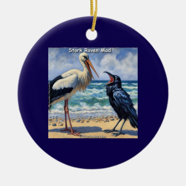 Stork Stollig Korp – Strandleksaker för Fåglar Julgransprydnad Keramik (Framsidan)