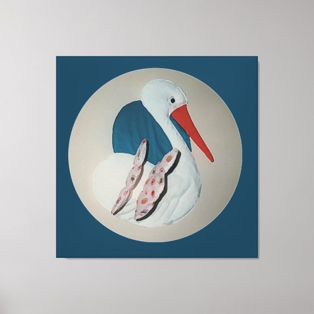 Stork Storks Baby om Room Fabric Art Canvastryck (Framsida)