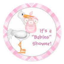 Stork & Triplet Girls Baby Shower