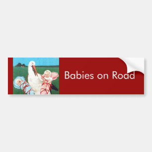 STORK TWIN BABY SHOWER, Rosa,Teal Blue,Red Bildekal