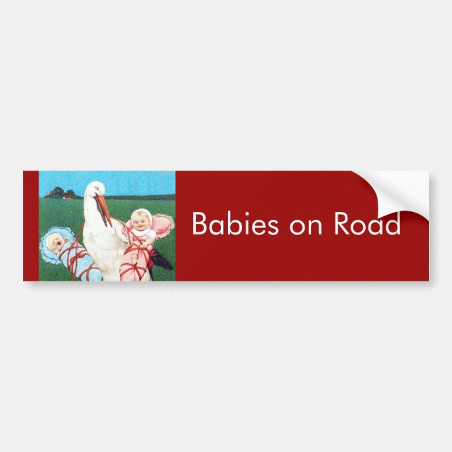 STORK TWIN BABY SHOWER, Rosa,Teal Blue,Red Bildekal (Framsidan)