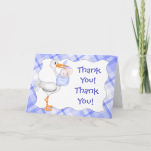Stork & Twin Boys Blue - tackkort