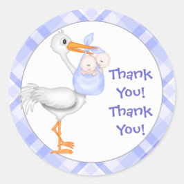 Stork & Twin Boys Tack Runt Klistermärke