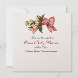 STORK TWIN FLICKA SHOWER , champagnemetall Inbjudningar