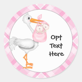 Stork & Twin Girls Stickers Runt Klistermärke