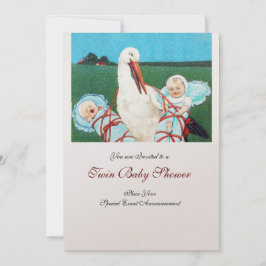 STORK TWIN POJKE SHOWER , champagnemetall Inbjudningar