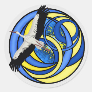 Stork. Ukrainas abstrakt art Runt Klistermärke