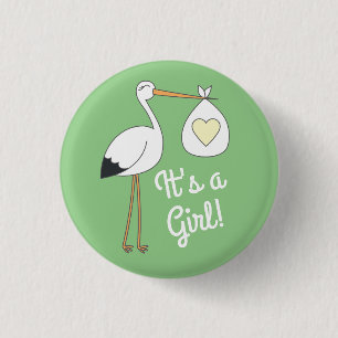 Stork Vår Baby Shower Knapp