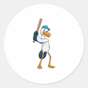 Stork vid Baseball med Baseball fladdermus Runt Klistermärke
