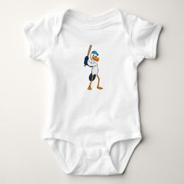 Stork vid Baseball med Baseball fladdermus T Shirt (Framsida)