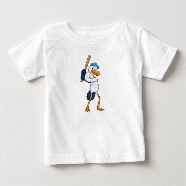 Stork vid Baseball med Baseball fladdermus T Shirt (Framsida)